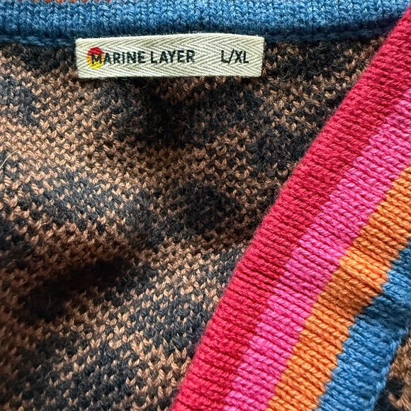Marine Layer Leopard Print Cardigan with Rainbow - Picture 2 of 3